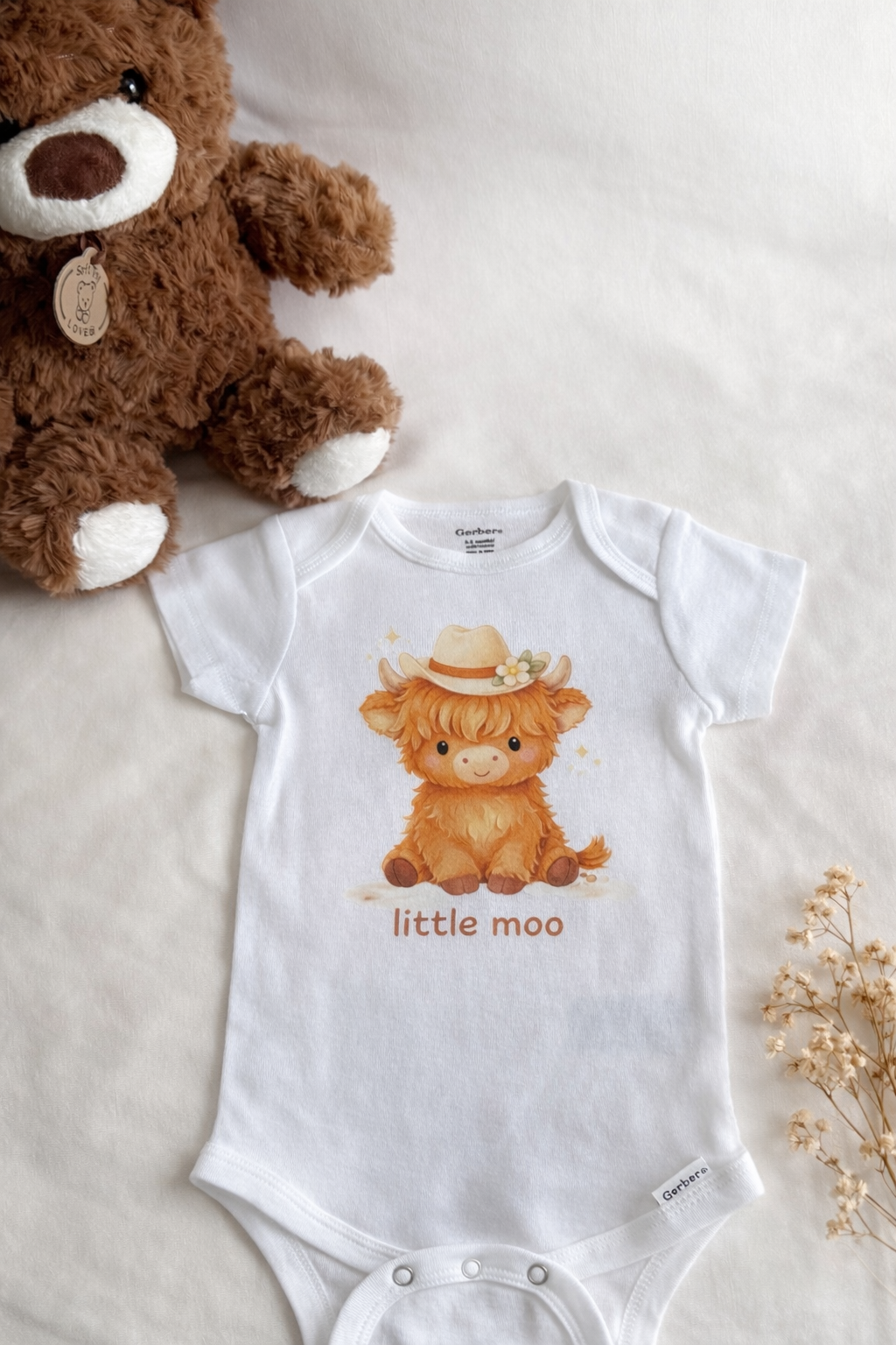 Little Moo Baby Onesie | Highland Cow Outfit | Western Baby Clothes