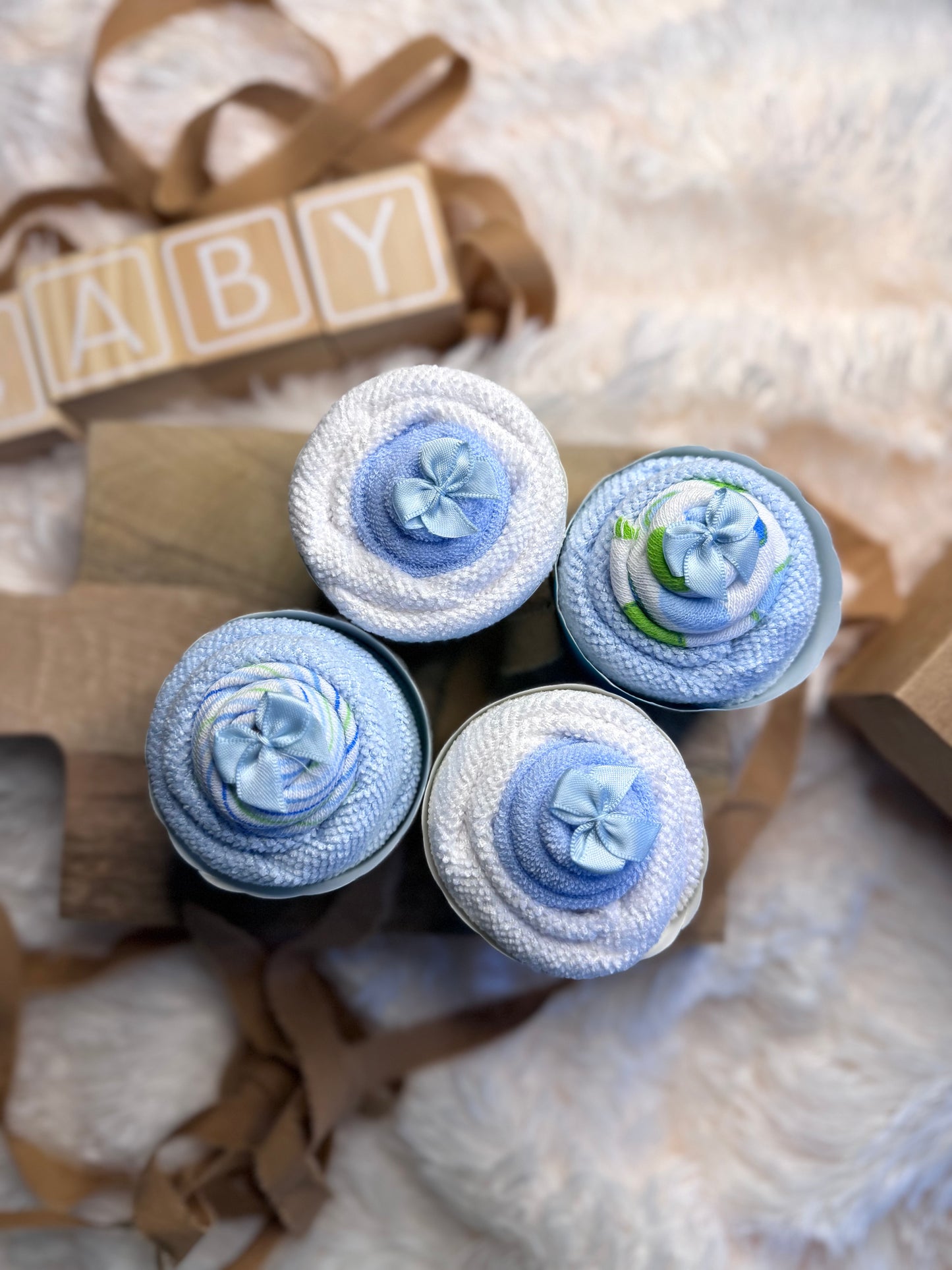 π Blue Variety Pack β Washcloth Cupcake Box (Set of 4)