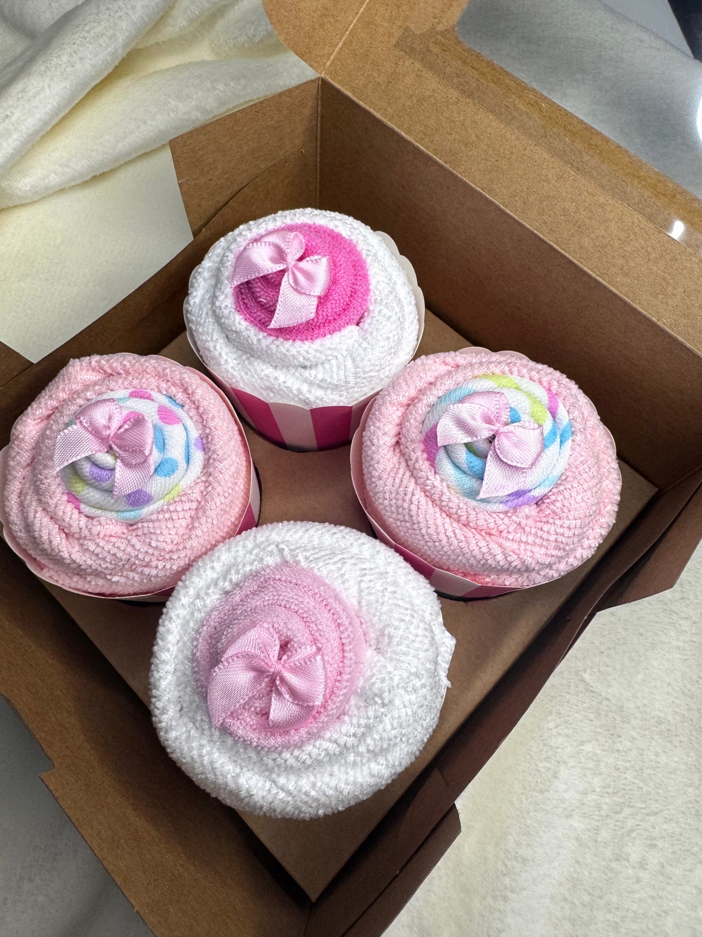 π©· Pink Variety Pack β Washcloth Cupcake Box (Set of 4)