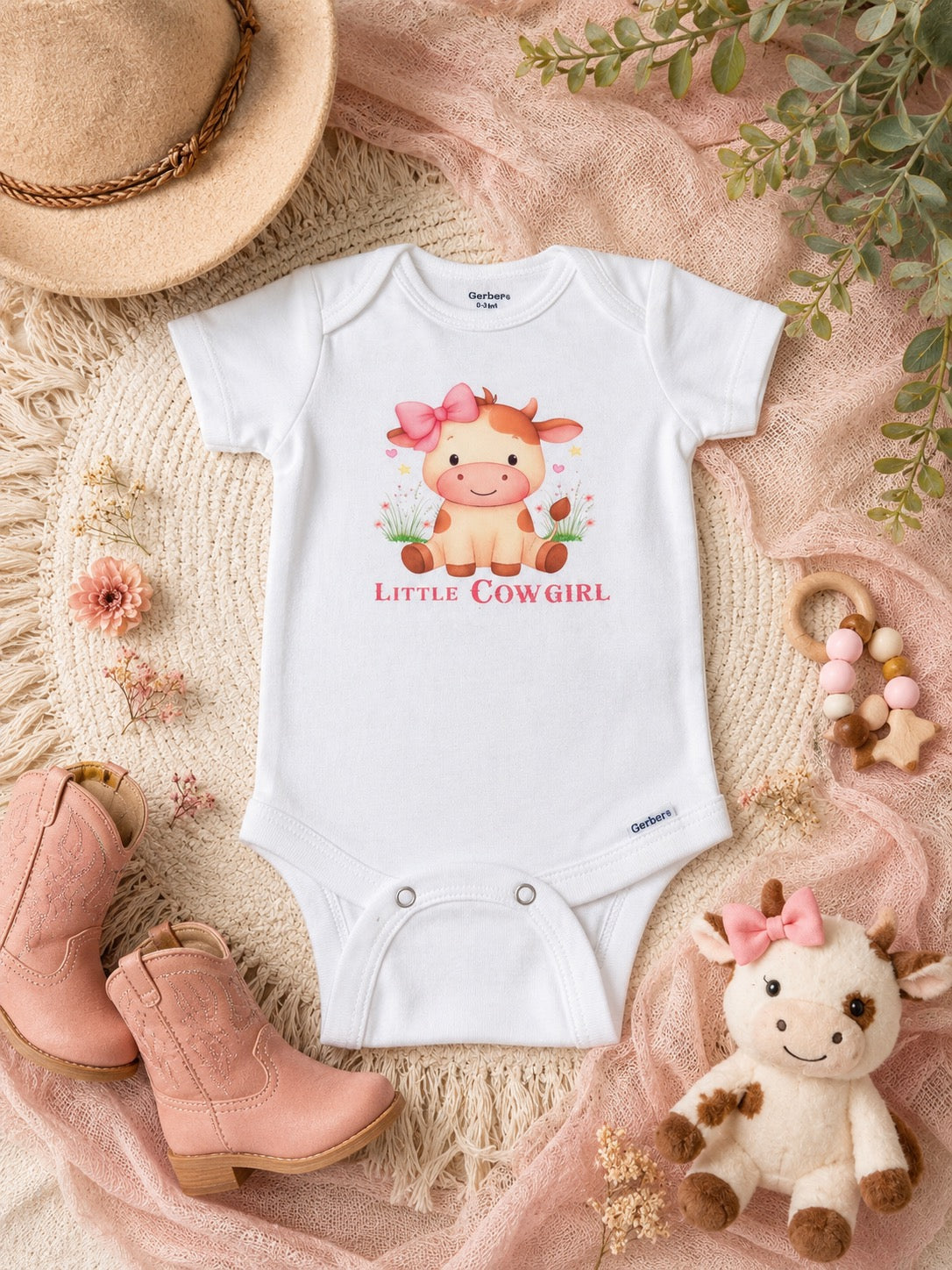 Little Cow Girl Baby Bodysuit
