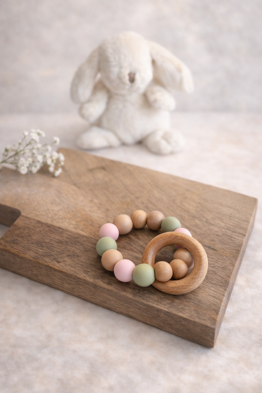 Silicone & Wood Baby Teething Rings