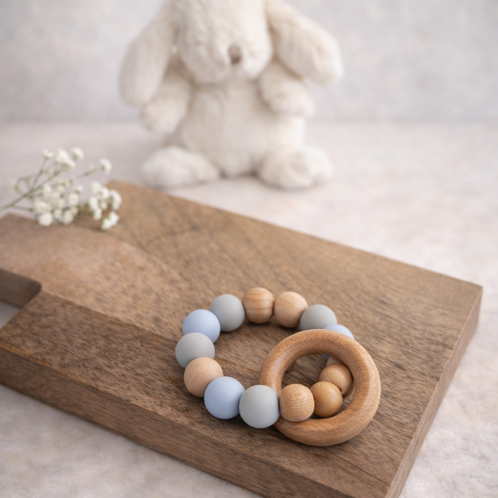 Silicone & Wood Baby Teething Rings