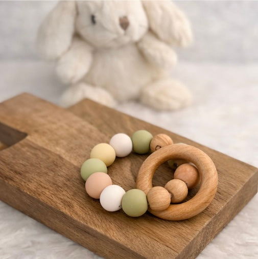 Silicone & Wood Baby Teething Rings