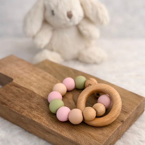 Silicone & Wood Baby Teething Rings