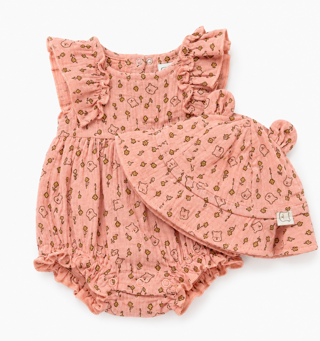 Sweet Teddy Garden Bloomer Set with Sun Hat