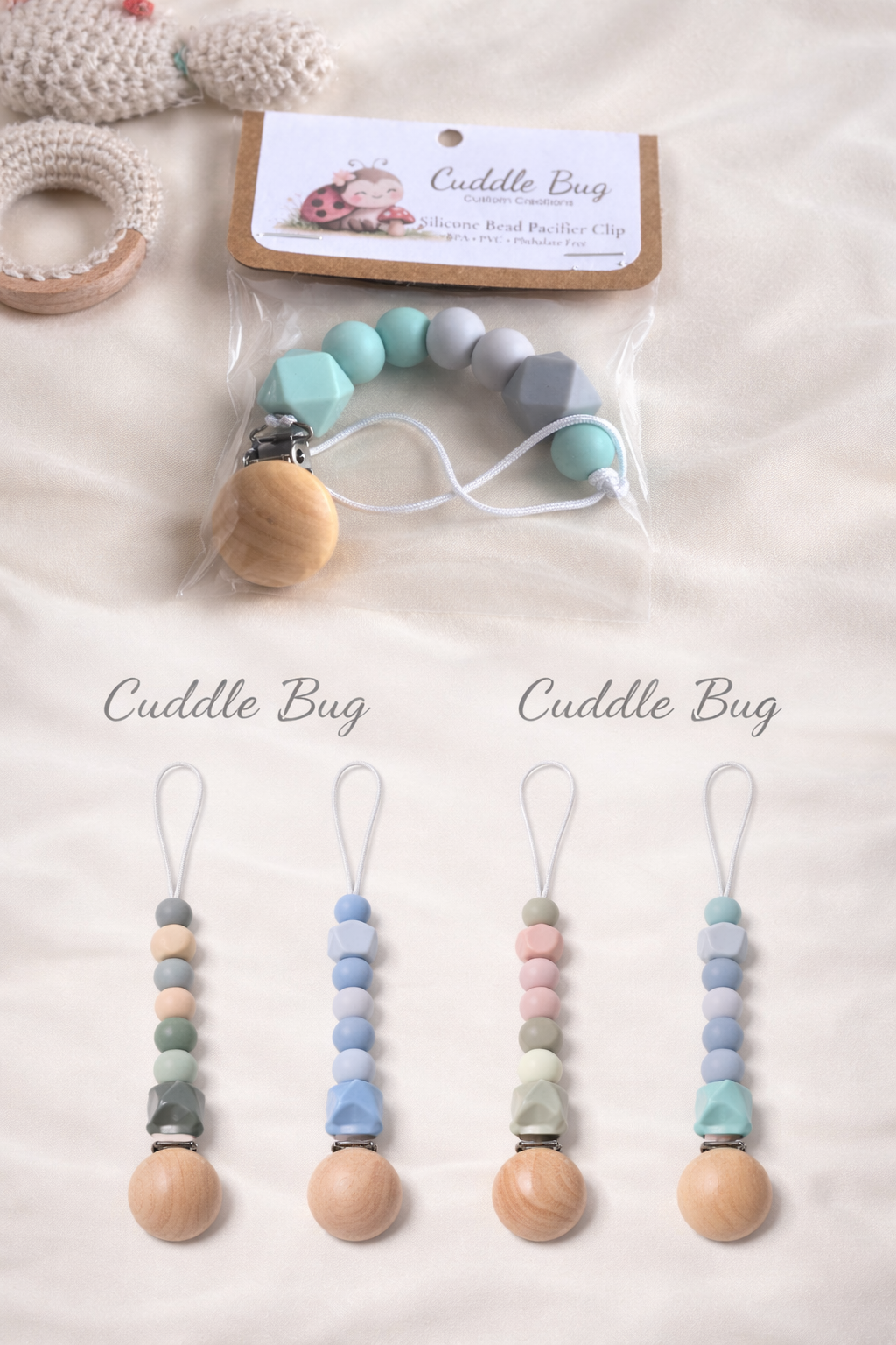 Silicone Bead Pacifier Clip | Handmade | Neutral & Pastel Styles