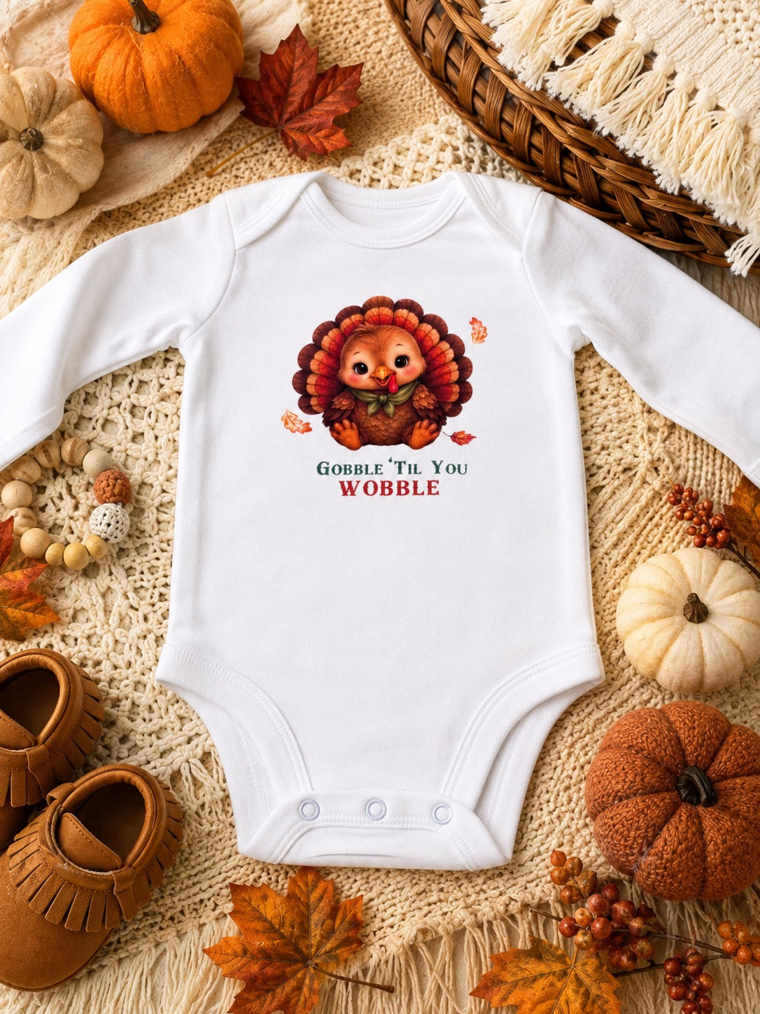 Gobble 'Til You Wobble Thanksgiving Baby Bodysuit
