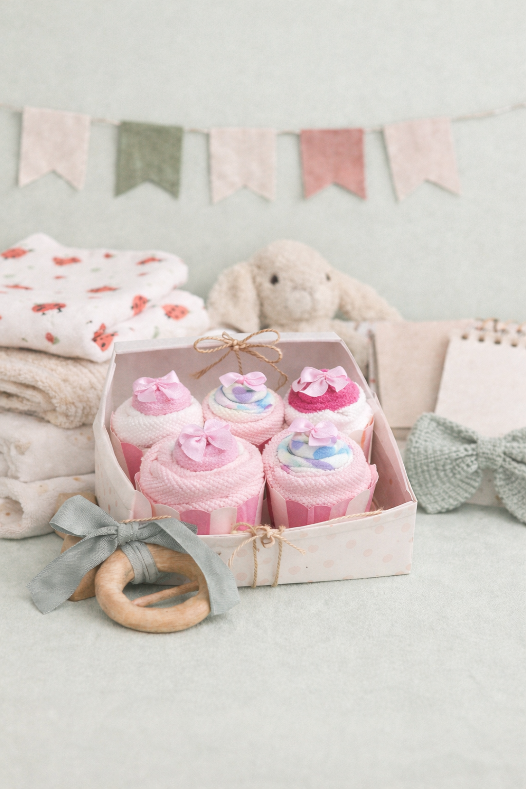 🩷 Pink Variety Pack – Washcloth Cupcake Box (Set of 4)