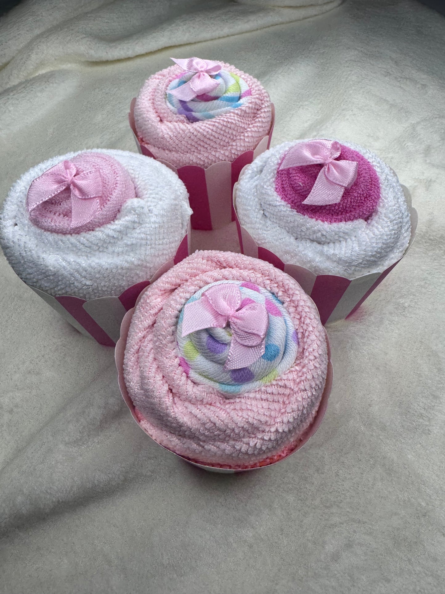 🩷 Pink Variety Pack – Washcloth Cupcake Box (Set of 4)