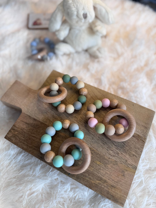 Silicone & Wood Baby Teething Rings