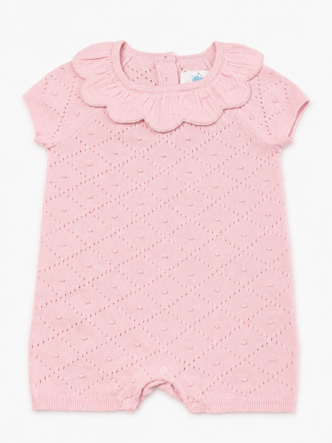 Peach Pointelle Knit Bubble Romper