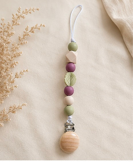 Neutral Garden Pacifier Clip