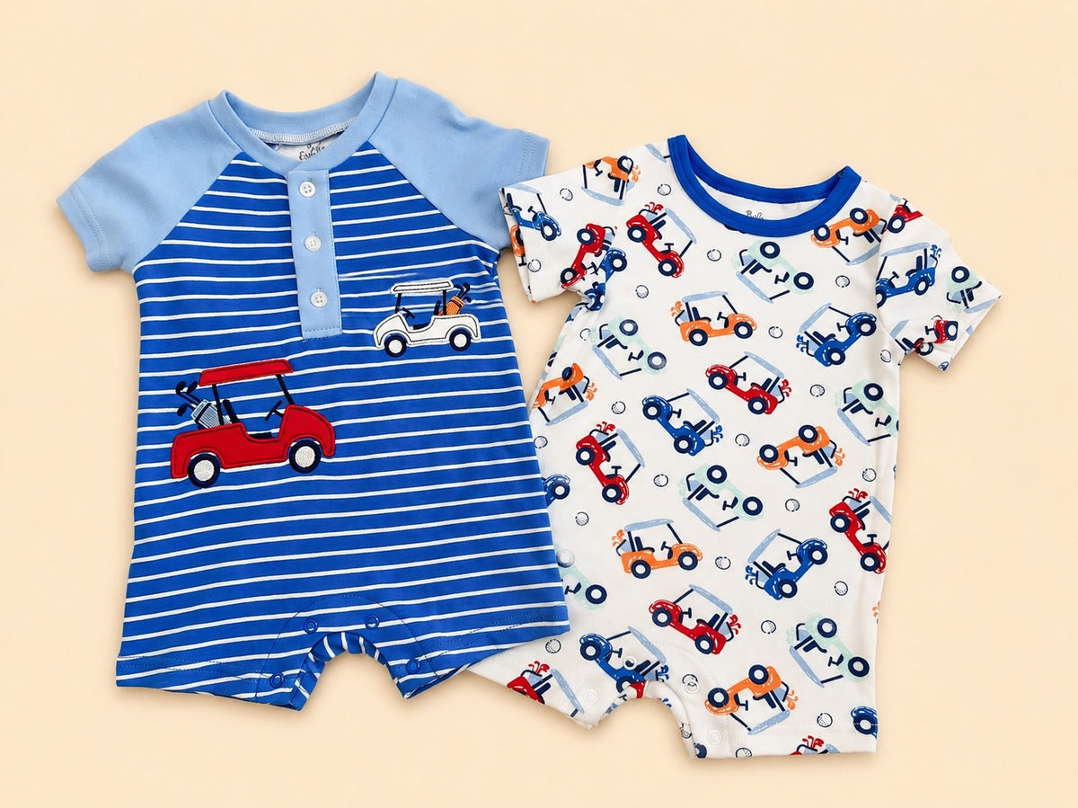 Little Caddy Golf Cart Romper Set (2-Pack)