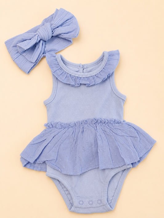 Baby Blue Ruffle Bubble Romper Set