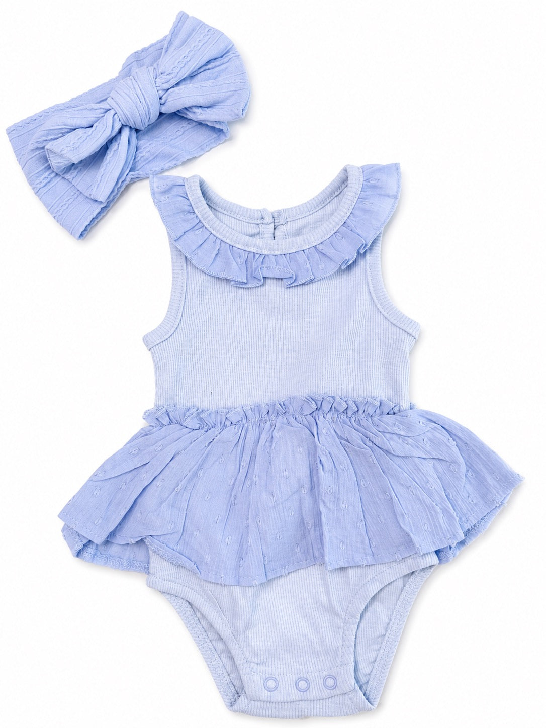 Baby Blue Ruffle Bubble Romper Set