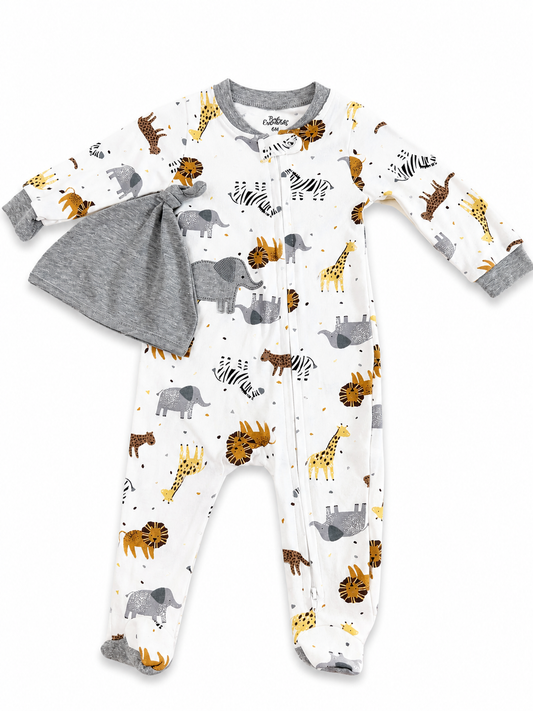 Safari Snuggles Sleeper & Hat Set